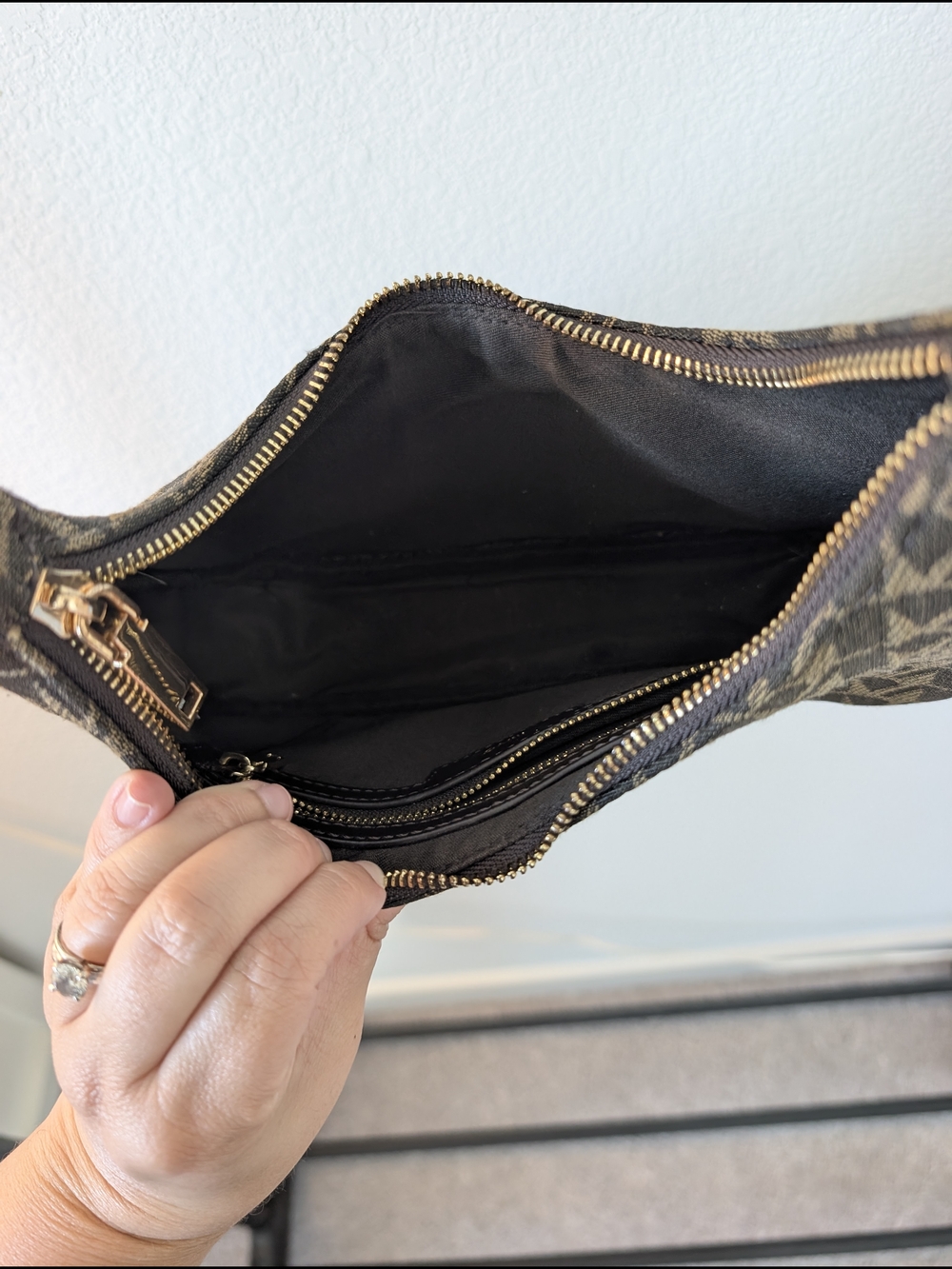 Mango Brown Monogram Shoulder Bag with Gold Hardware - Picture 2 of 2